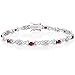 Gem Stone King Garnet and Diamond Accent 7 Inch 925 Sterling Silver Tennis Bracelet (5.00 cttw, Garnet: 6x4mm, Diamond: 0.09 milimeters)