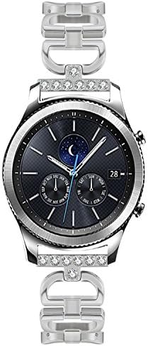 TRANSHARE Classic Luxury Stainless Steel Jewelry Chain Replacement Band with Classy Bling Rhinestone Diamonds and Stainless Steel Clasp for SAMSUNG Gear S3 Smart Watch (Silver)