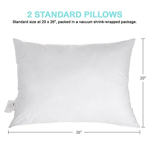 Pillow for Sleeping, 100% Cotton and Super Soft Plush Fiber Fill,Hypoallergenic & Dust Mite Resistant, Five-Star Hotel Collection Bedding Pillows, Standard 20’’x 26’’(Snow-white, 2 Pack)