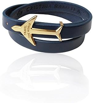 AIRPLANE Wrap Bracelet Blue Leather