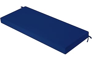 idee-home Outdoor Bench Cushion Waterproof, Bench Cushions for Outdoor Furniture, Patio Porch Swing Replacement Seat Pad with Ties for Garden Backyard, 42 x 18 Inch Navy Blue