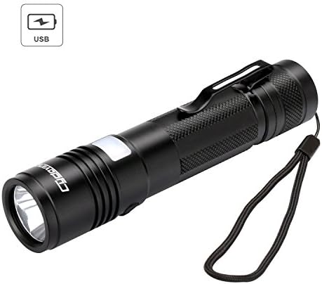 USB Rechargeable LED Flashlight - Cycloving Portable Super Bright Flashlight with 5 Lighting Modes - Outdoor Water Resistant Mini Torch for Kids, Hiking, Camping, Blackouts