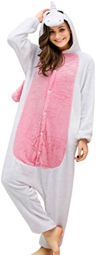 Unicorn Adult Onesies for Women Men Pajamas Animal Cosplay Halloween Costumes - Pink - Large