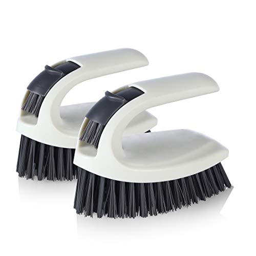 HSL Scrub Brush - Cleaning Brush for Bathroom, Showers, Tiles, Seams, Sinks, Multi-Purpose Heavy Duty Scrub Brush (2 Pack)