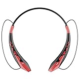 Bluetooth Headphones / Headset Rymemo Newest Universal Wireless Stereo Music Sports/Running Earphones w/Microphone Vibration Neckband Style Earpiece for Cellphone,Red-Black