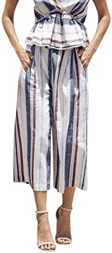 Hemlock Pants Women Wide Leg Pants,Hemlock Office Lady Ninth Pants Stripe Loose Cropped Trousers Pantskirt (S, White)