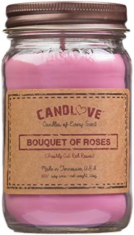 CANDLOVE "Bouquet Of Roses" Scented 16oz Mason Jar Candle 100% Soy Made In The USA