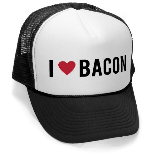 The GoozlerI Heart Bacon - Pork Lover BBQ Barbecue Meat Party Mesh Trucker Cap Hat, Black
