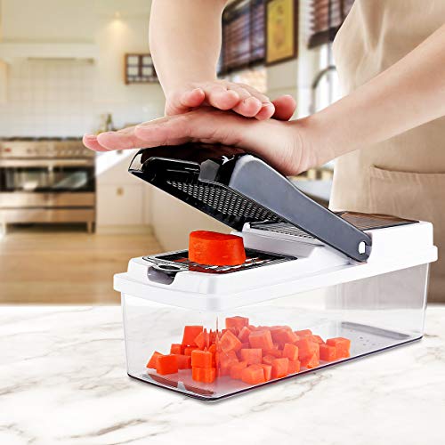 Vegetable Chopper, TATUFY 10 in 1 Mandoline Slicer Food Chopper Cuber Cutter Onion Dicer, Veggie Slicer Manual for Garlic, Cabbage, Carrot, Potato, Tomato, Fruit, Salad