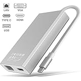 UNU USB Type C HUB, USB C to USB/HDMI/VGA/LAN/USB-C Female Charging Adapter for MacBook Air/Chromebook Pixel/Dell XPS 15/Razer Blade Stealth Ultrabook/Asus Zen AIO/HP Spectre 13 and Other Devices