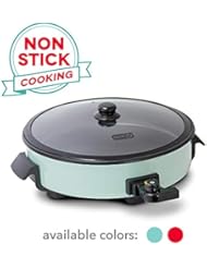 DASH DRG214AQ Family Size Rapid Heat Electric Skillet + Hot Oven Cooker with with 14 inch Nonstick Surface + Recipe Book for Pizza, Burgers, Cookies, Fajitas, Breakfast & More, 20 Cup Capacity, Aqua