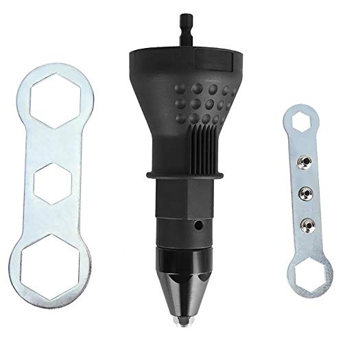 LiPing Professional Electric Rivet Gun Drill Adapter Insert Nut Wrench Riveting Tool Kit for Cordless Drill (Black)