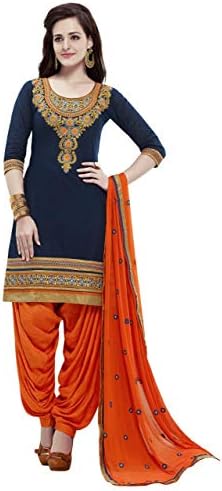 Laxminarayan Cotton Embroidered Patiala Salwar Suit with Nazmeen Dupatta for Women