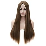 Kalyss Women's Wig Long Straight Imported Heat Resistant Yaki Synthetic Cosplay Costume Hair Wig