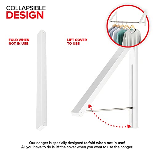 Double Foldable Clothing Rack w/Extension Rod, WallMounted Retractable