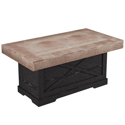 Vlsrka 100x55 CM Mesa de Centro de Madera para Sala, Mesa de Estar, Oficina o Consultoría Estilo Rústico, Muebles rústicos para Sala de Estar (Nogal)