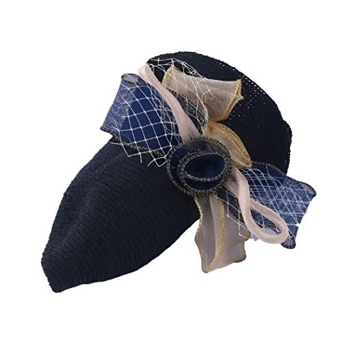2018 Women Elegant Straw Hat Jazz Sunshade Panama Trilby Fedora Hat Sun Cap (Black)