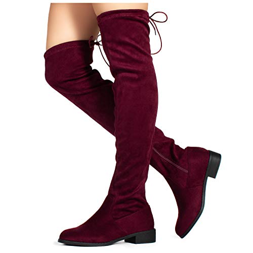 RF Stretchy Over The Knee Riding Boots Burgundy Size.11