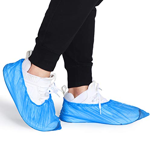 200 Pieces Disposable Shoes Covers Waterproof CPE Boot Covers Slip