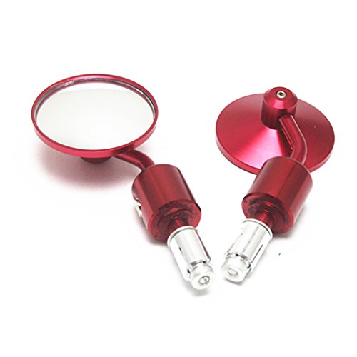 Universal Red 7/8'' 22mm Motorcycle Handlebar Round Bar End Rearview Side Mirrors Cafe Racer Old School Bobber Touring Dirt bike