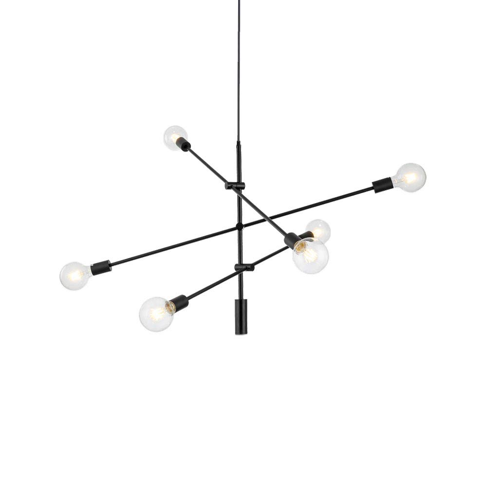 Modern Sputnik Chandelier 6 Lights Mid Century Black Vintage