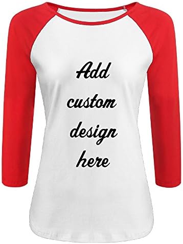 Womens fashion tee lady Custom half sleeve TShirt Text Name Personalized Message or Image (Red XL)