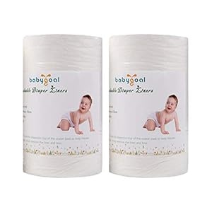 Babygoal Baby Cloth Diaper Liners, Biodegradable Viscose Bamboo Liners for Cloth Diaper Nappy 2 Pack(200 Sheets) 2BBT01