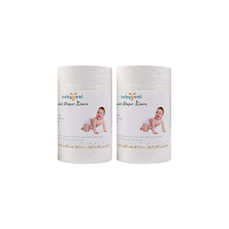 Babygoal Baby Cloth Diaper Liners, Biodegradable Viscose Bamboo Liners for Cloth Diaper Nappy 2 Pack(200 Sheets) 2BBT01