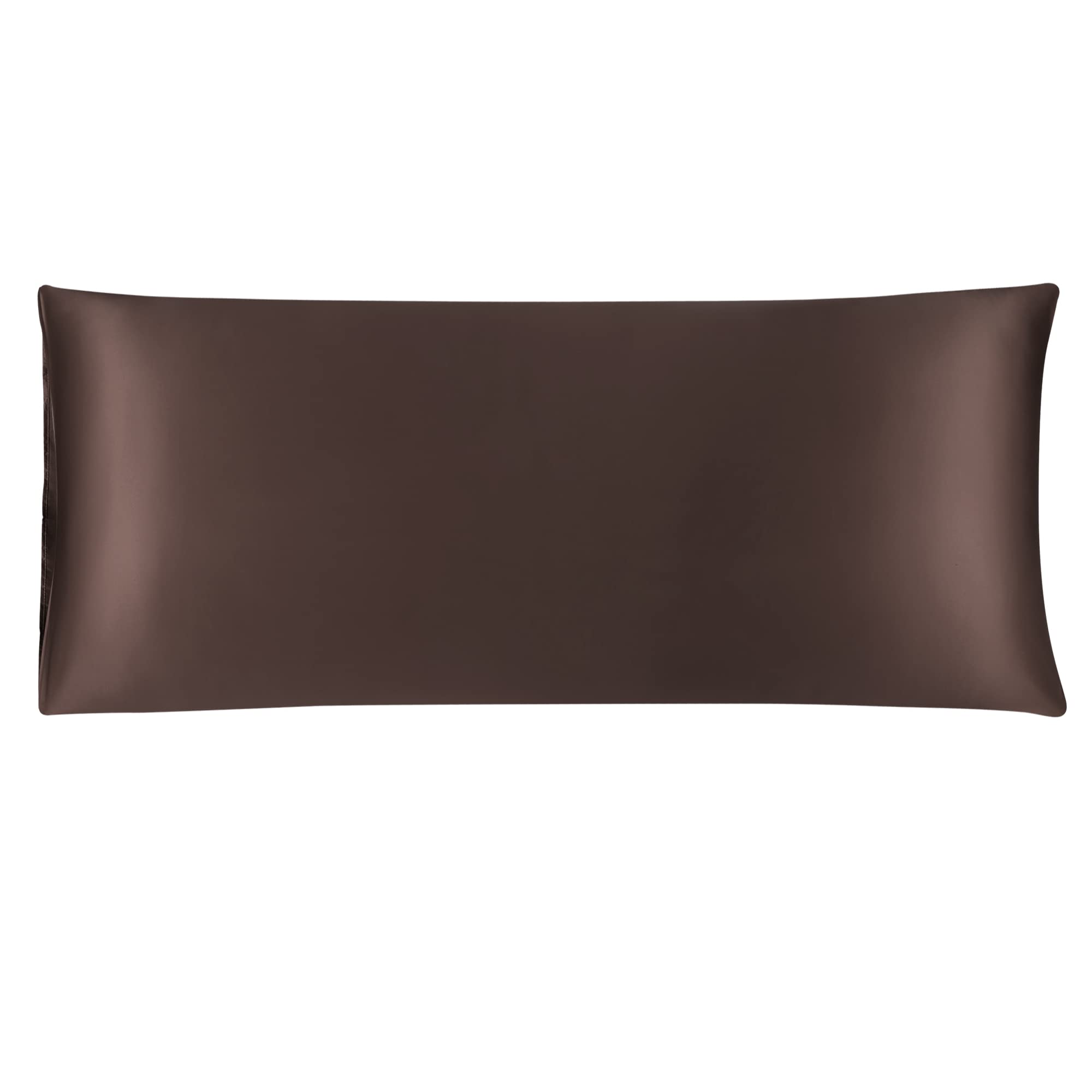 sourcing map Bolster Pillowcases 20"x48" Satin Silky Body Pillowcase for Hair and Skin, Wrinkles - Fade Free Long Pillow Cover - Brown