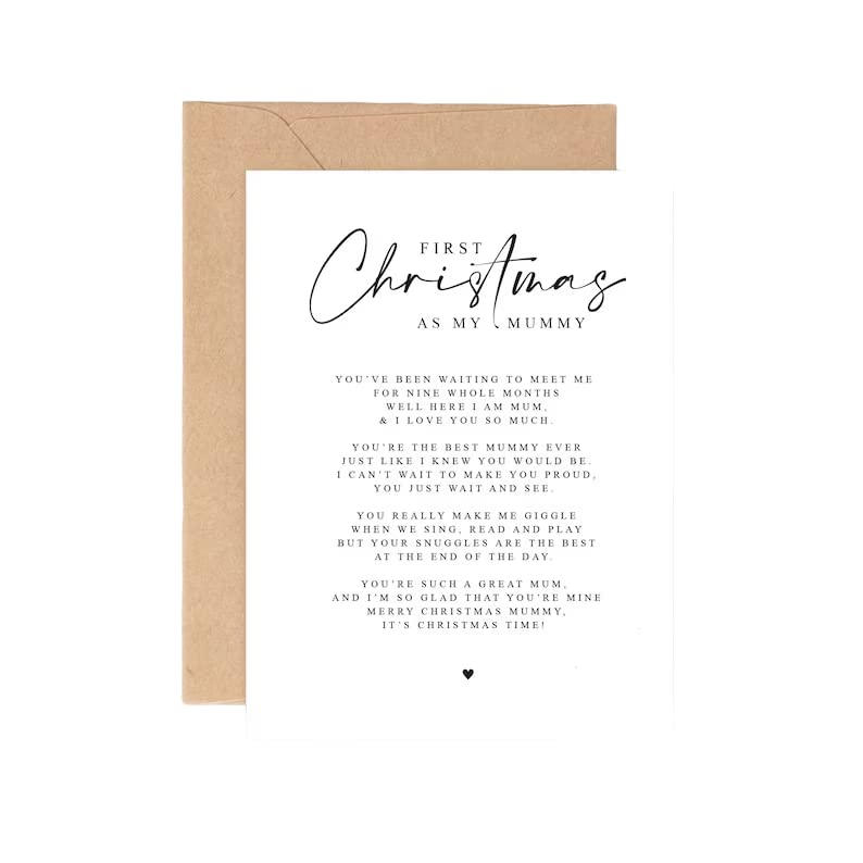 First Christmas as my Mummy from Baby with Poem A5 Greeting Card with envelope, Mummy's first Christmas, Christmas Card for Mummy, Poem Card