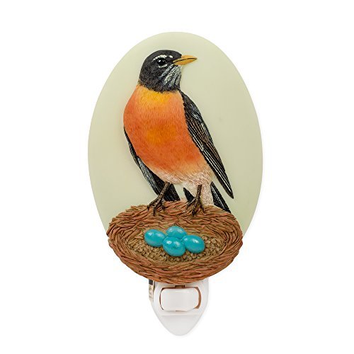 Ibis & Orchid Robin Bird with Nest Egg Blue 3 x 6 Inch Bonded Marble Electric Wall Plug-in Night Lig