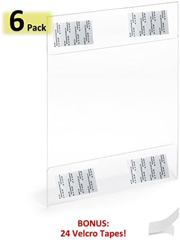 Acrylic Sign Holder 8.5 x 11-Inches 2mm Thick Wall Mount Ad Frame with Adhesive and Tapes, Clear, Pack of 6, No Drilling (6 Pack Vertical)