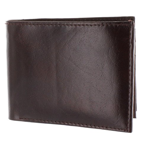 Viosi Mens Genuine Kingston Leather Bi-fold Center Flip ID Wallet (Burgundy)