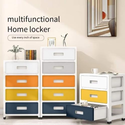 Plastic Drawer Storage Cabinet Toys Storage Box 5 Layer ，with Wheels containers for Kitchen Bathroom Storage Cabinet for Clothes,Toys,Bedroom