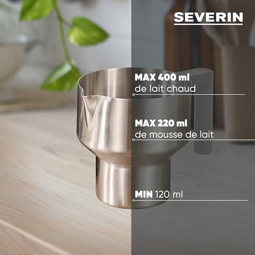 Émulsionneur de lait SPUMA LITE, Mousseur de lait à induction, Mousseur à lait électrique 500 W, Chocolatière 400 ml, Inox/Beige, SM 3589