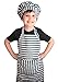 Dapper&Doll Blue Stripe Kids Chef Hat and Apron for Boys Girls Ages 4-10