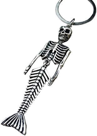 Cool Mermaid Skeleton Key Chain and Necklace Pendants Vintage Personalized Charm Key Ring Halloween Party Favors Bag Handbag Decor