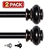 Turquoize Black Curtain Rods 2 Pack Window Curtain Rods for Windows 48 to 84 inch 3/4 Inch Adjustable Decorative Single Curtain Rod Set, Black With Antique Bronze Finishing, 2 Pack