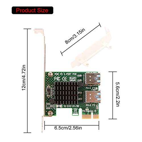 PCI-E Riser Adapter Board 16x to 1x Powered Riser Adapter Card w/60cm USB 3.0 Extension Cable & 6-Pin PCI-E to SATA Power Cable GPU Riser Adapter - Ethereum Mining ETH 4 in 1 (EXU104S)
