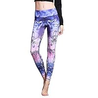 Cool-Eletina Printed Ankle-Length Pants Women Yoga Leggings Running Workout Legging (Dragonfly, M)