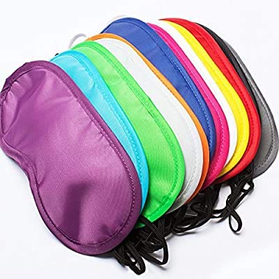 Photo 1 of 12 Pieces Multicolor Eye Mask Shade Cover Lightweight Comfortable Soft Blindfold Sleep Mask Eyeshade with Nose Pad and Elastic Straps for Women Men Travel Sleep Game Shift Work Naps, 12 Colors