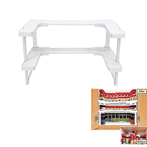 Spicy Shelf Spice Rack and Stackable Organizer Kitchen Spice Rack,Makeup Cosmetics Counter Organizing Stand,Bathroom Organizer with Extra-Sturdy Construction Adjustable - Thumbnail 7