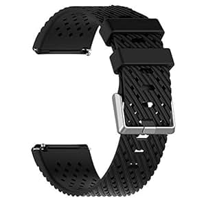 Silicone Holes Smart Watch Band Wrist Strap Replacement for Fitbit Versa Lite - Black L by Bullker