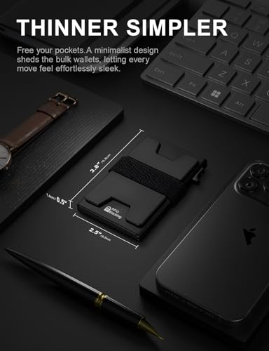 LXMY Mens Card Holder Wallet,RFID Blocking Credit Card Holder,Pop Up Minimalist Slim Metal Wallet with Backplate & Cash Band,Suitable Gifts for Men