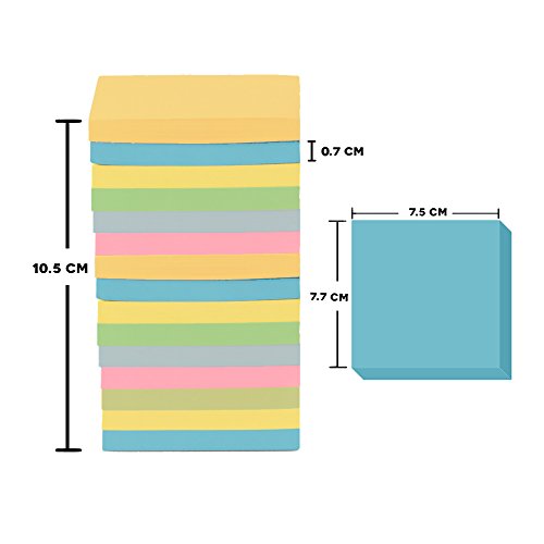 15-Pack Candy Color Super Sticky Notes for Home & Office, 80 Leaves/pad Sticky Notes, Stickies for Memos, 0.7cm Thick Office Notepads, 7.5 x 7.7cm Self Stick Notes, Colorful Sticky Notes for School