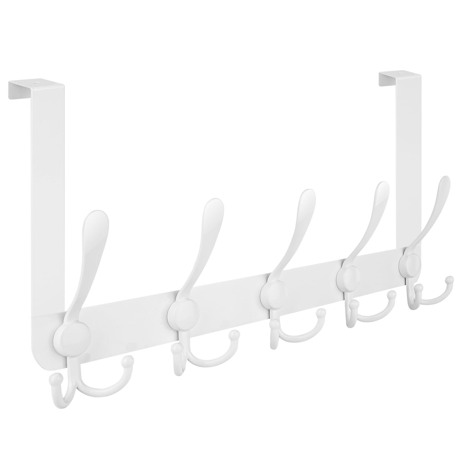 Photo 1 of TICONN Over The Door Hooks, 5 Heavy Duty Tri Coat Rack All Metal Coat Hanger for Bathroom Bedroom Dorm (White, 1PK, Fit 1-3/8" Doors)