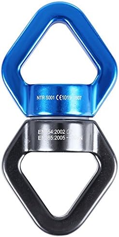 Safety Rotational Device 360° Rotator Swing Spinner Rope Swivel Connector for Rope Climbing Hammock Swing Hanging (30KN) (blue &amp; black)