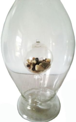 Bottle Oval with Corc Fillable of Mouth Blown Clear Glass Inside with Gemestones Sodalite Volume 0,5 Litre Height Approx 30 Cm Oberstdorfer Glashütte