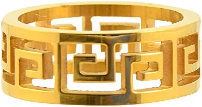 Zenzii Greek Keys Ring, Goldtone Size 7