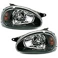 Headlights VP120 Headlamps TFL Driver And Passenger Side Complete Set Headlight Assembly Projector Front Lights Car Lamps Black LHD Compatible With Opel Corsa B 1993-2000 Opel Combo B 1994-2001